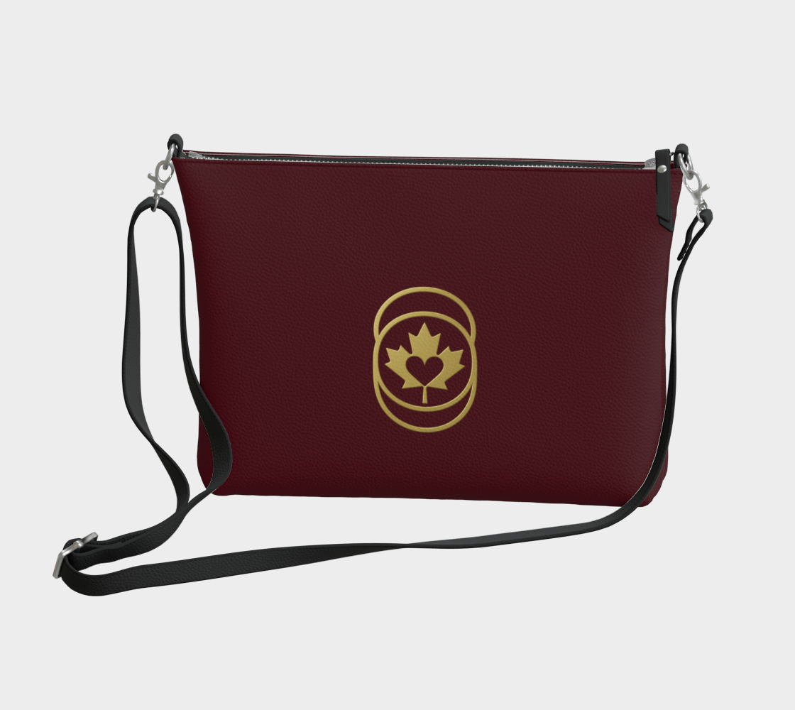 Burgundy Luxe Crossbody – Golden Maple Heart Edition.
