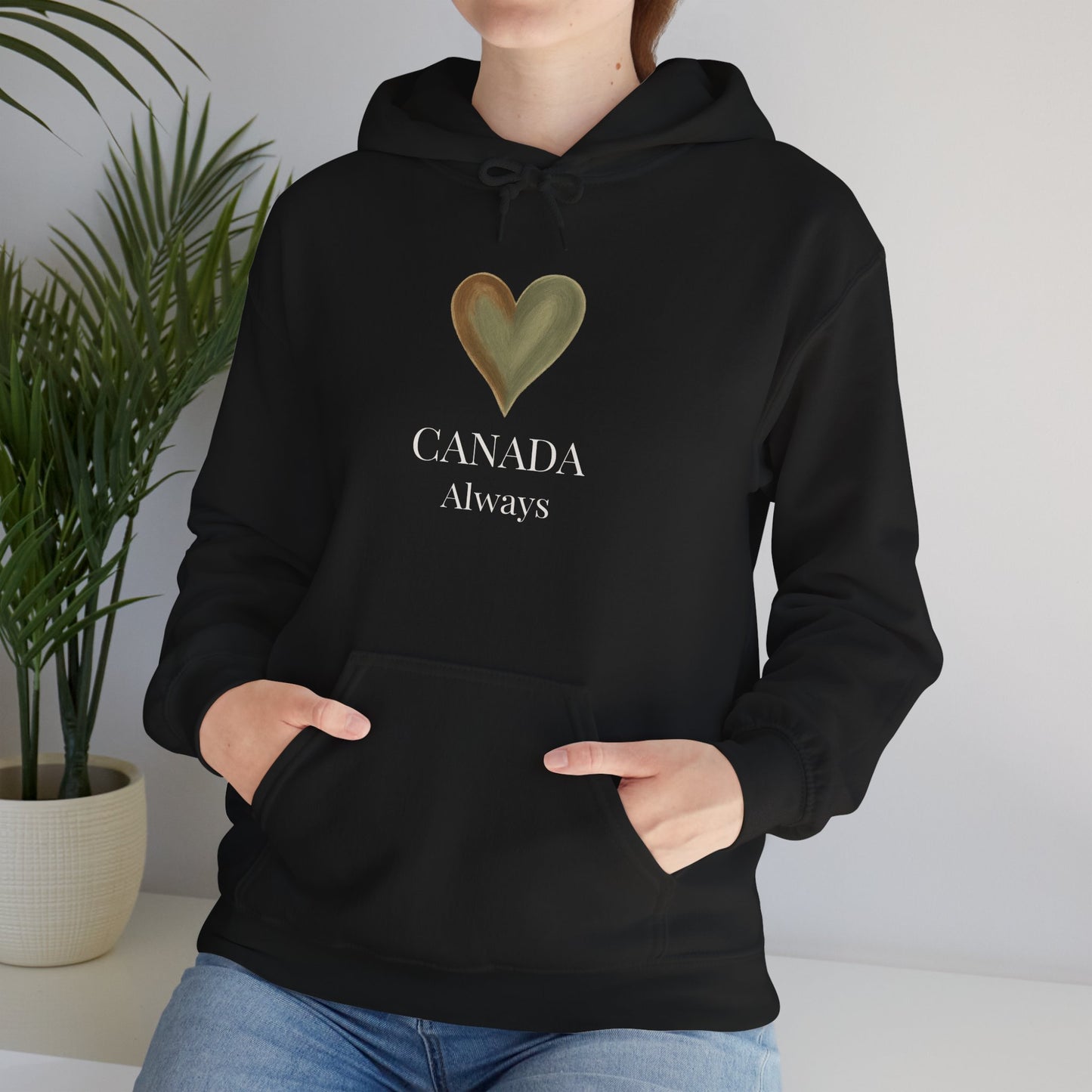 Canada, Always — Sage & Chocolate Heart Hoodie Sweatshirt | Make Love Your Compass®