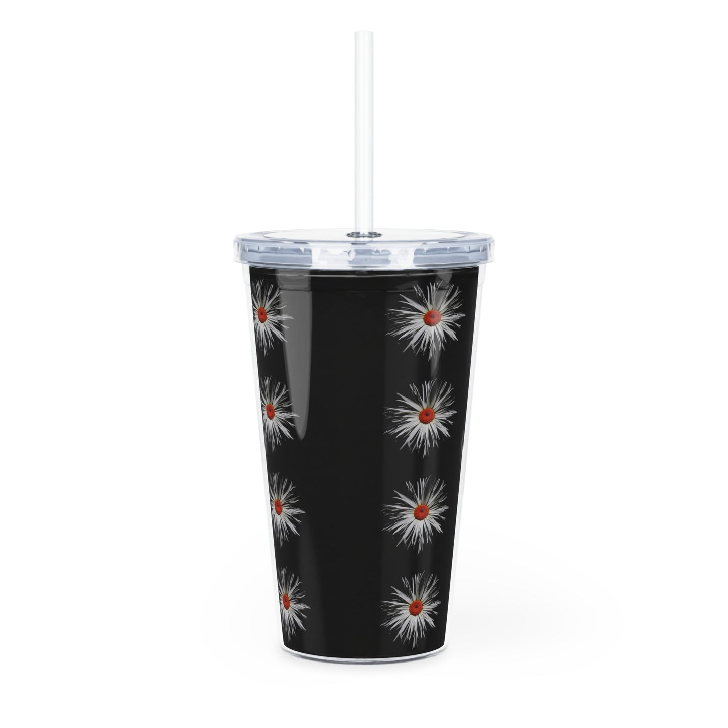 Wild Heart Daisy Cold Cup Tumbler – 20oz | Black Reusable Drink Cup with Straw | Made in Canada