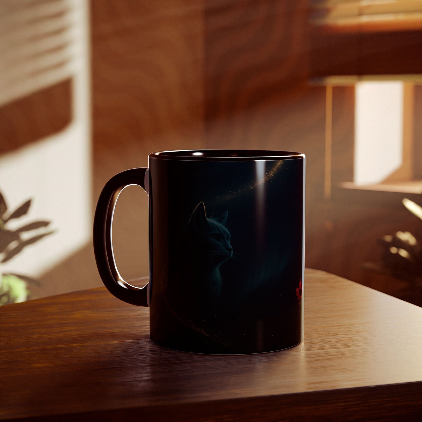 Make Love Your Compass | Stardust Black Cat Accent Mug - 11oz