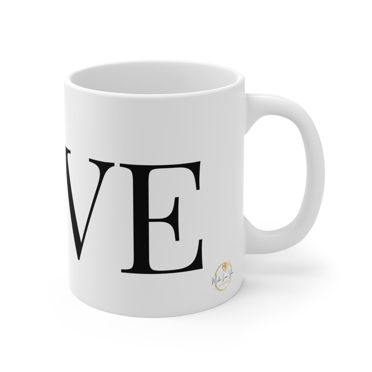 LOVE Typographic Canadian Maple Heart Ceramic Mug