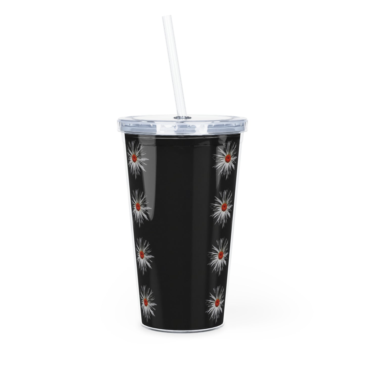 Wild Heart Daisy Cold Cup Tumbler – 20oz | Black Reusable Drink Cup with Straw | Made in Canada