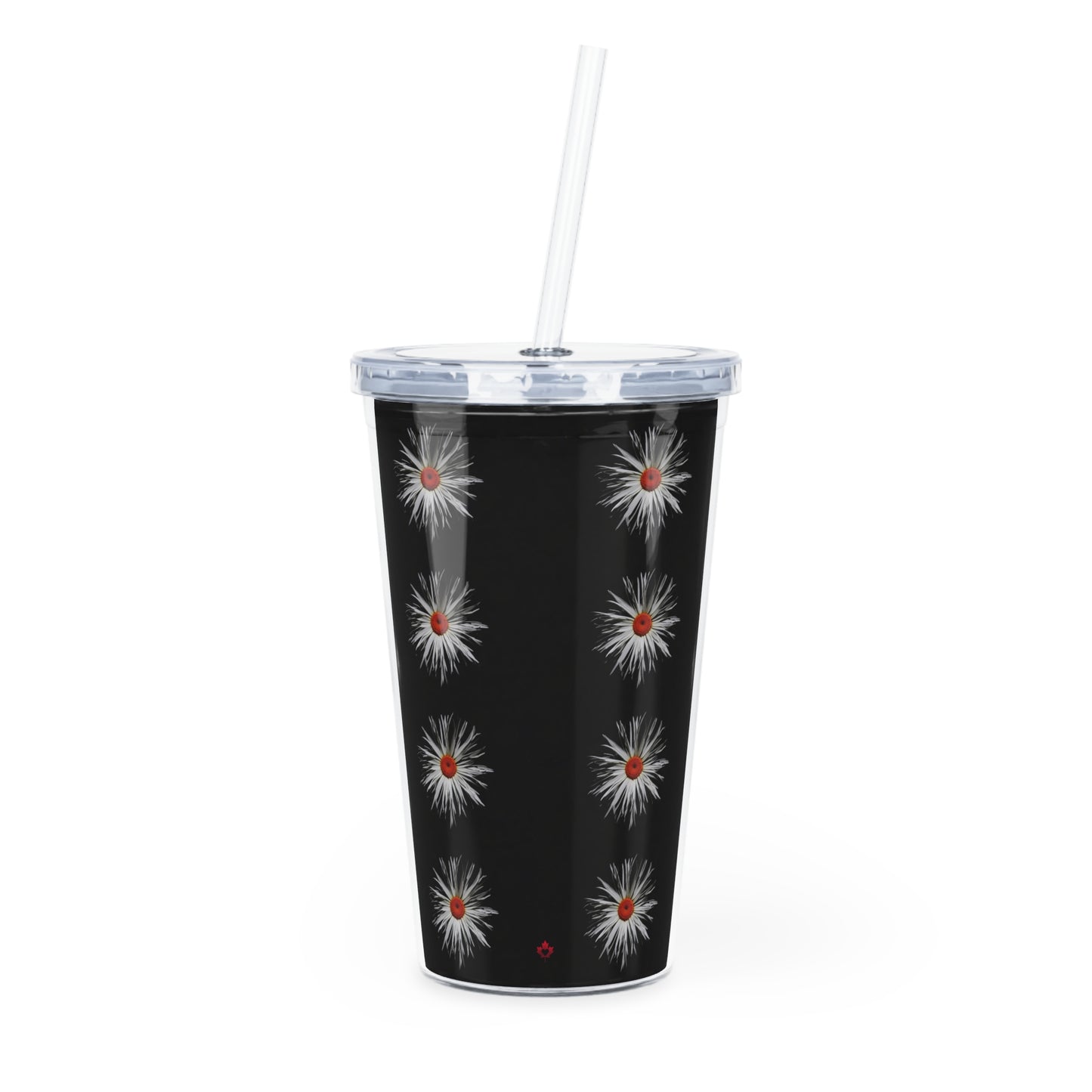 Wild Heart Daisy Cold Cup Tumbler – 20oz | Black Reusable Drink Cup with Straw | Made in Canada