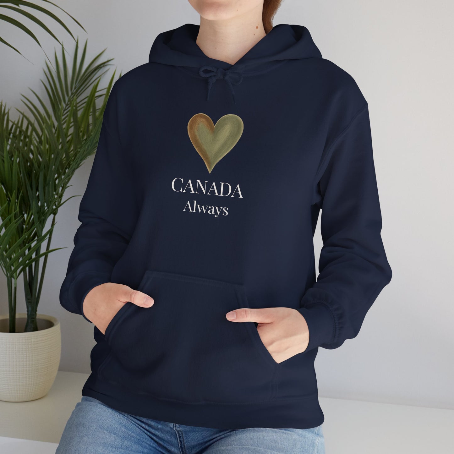 Canada, Always — Sage & Chocolate Heart Hoodie Sweatshirt | Make Love Your Compass®