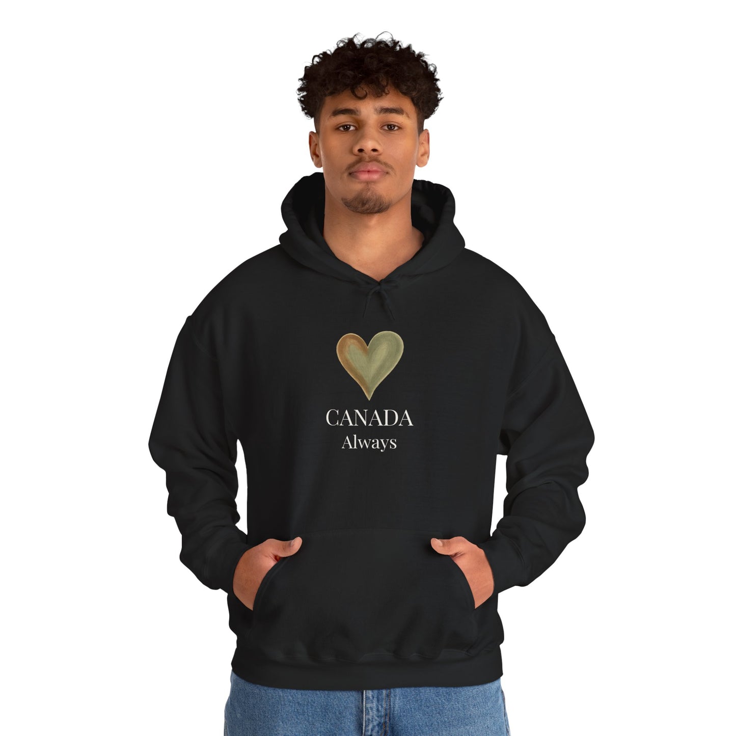 Canada, Always — Sage & Chocolate Heart Hoodie Sweatshirt | Make Love Your Compass®