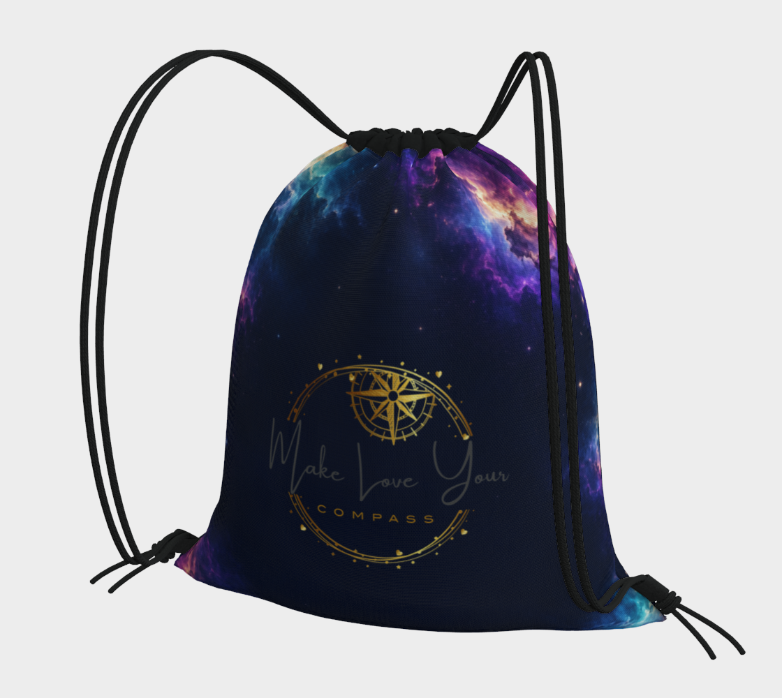 May Wonder Always Find You - Cosmic Nebula Premium Drawstring Backpack