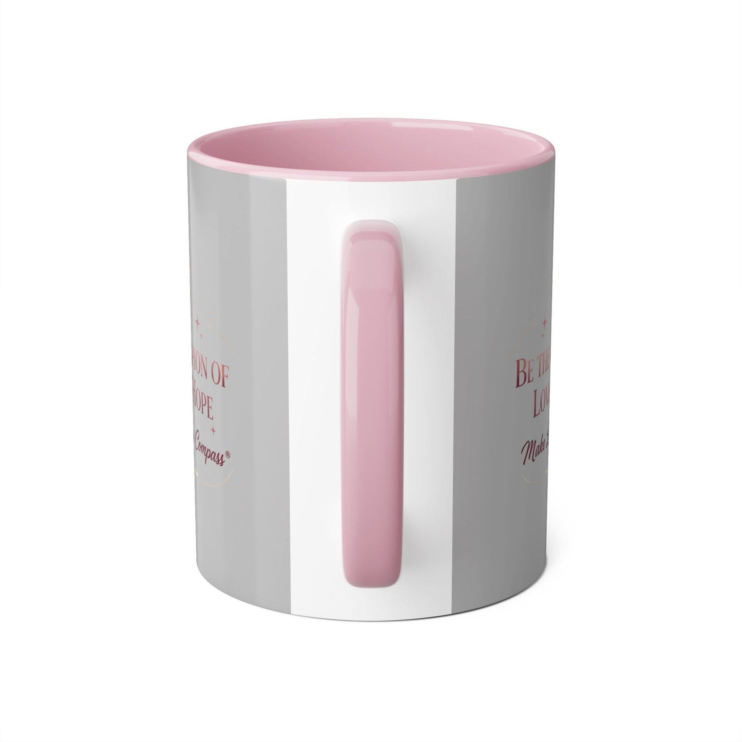 Make Love Your Compass | Be The Champion Of Love And Hope Ceramic Mug - Grey / Pink