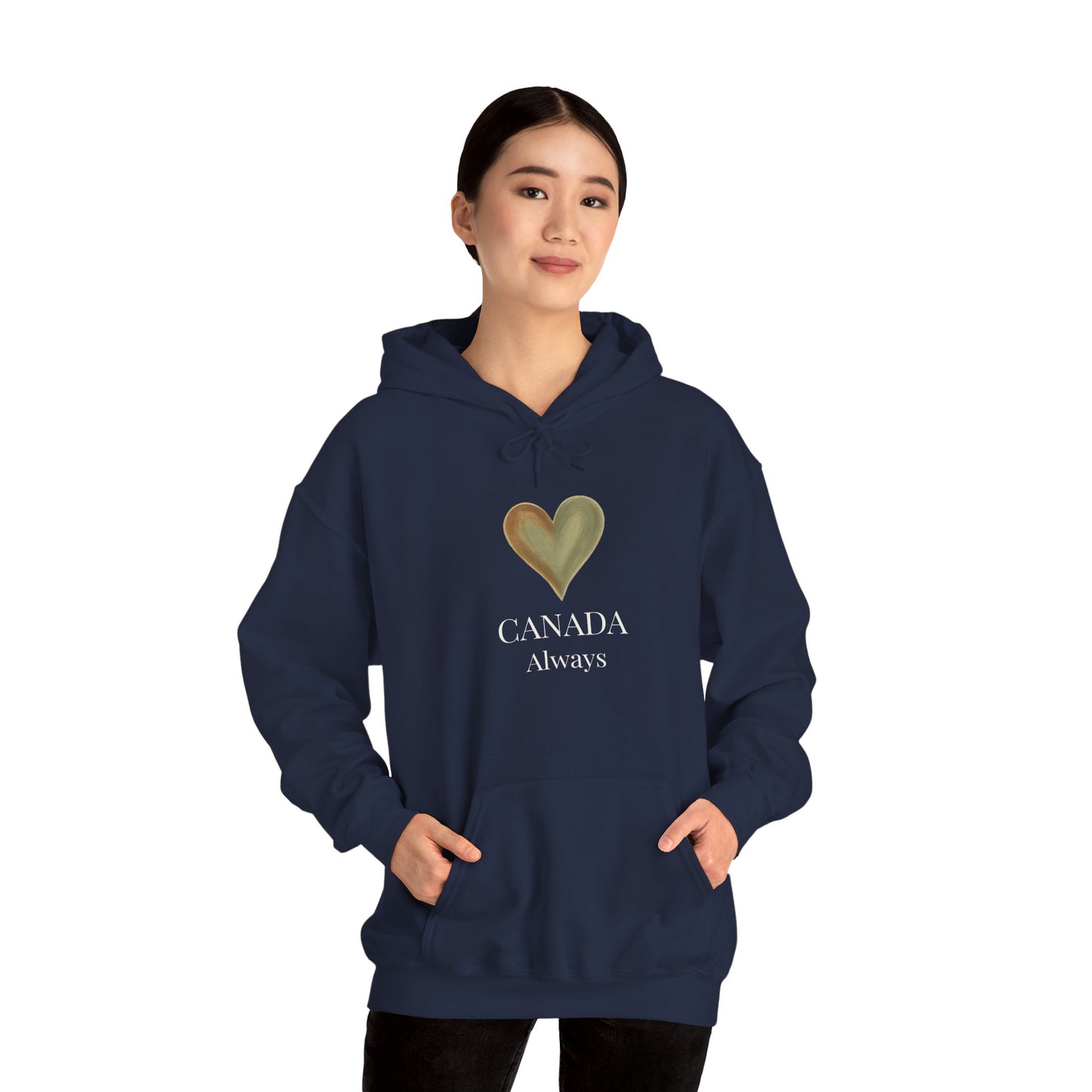 Canada, Always — Sage & Chocolate Heart Hoodie Sweatshirt | Make Love Your Compass®