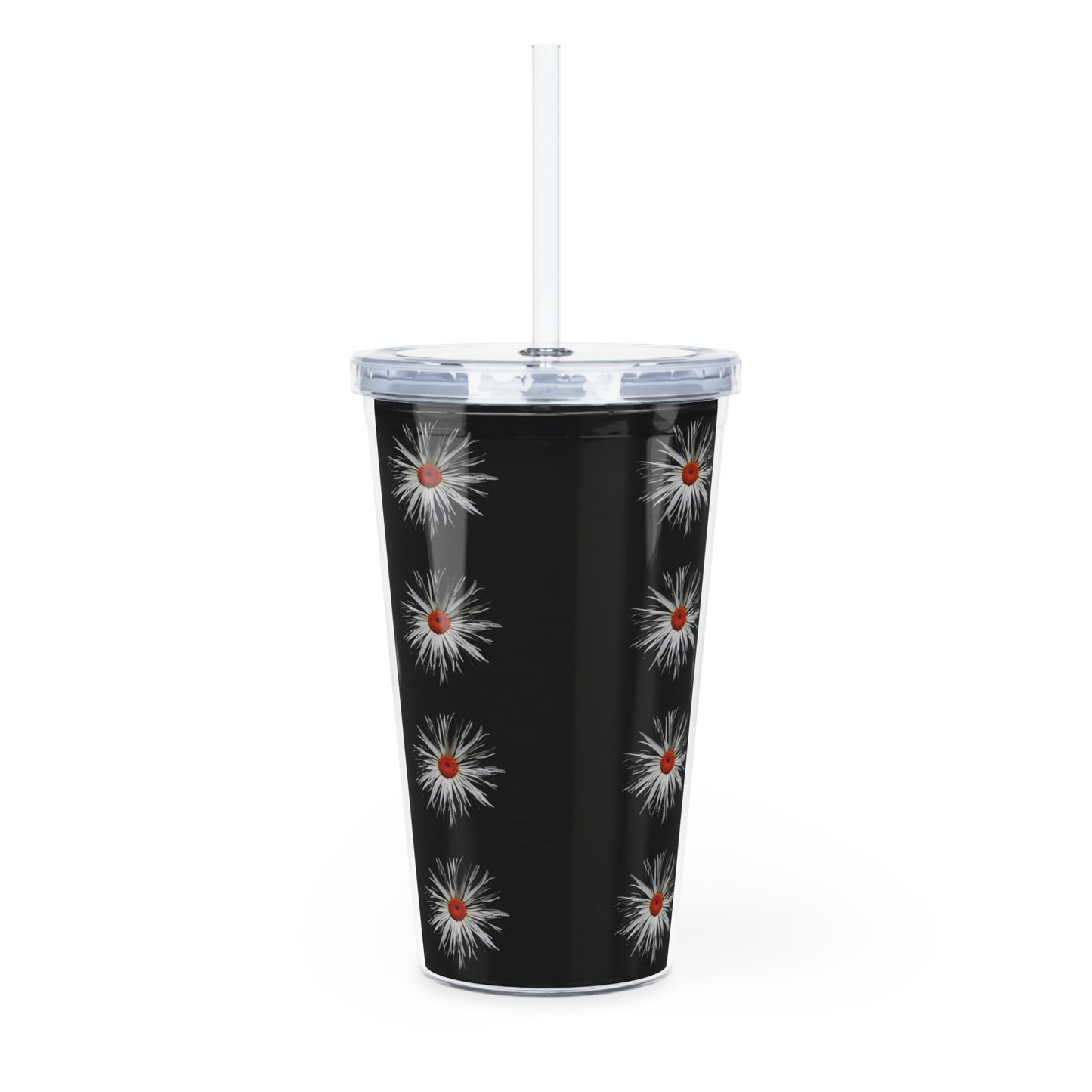 Wild Heart Daisy Cold Cup Tumbler – 20oz | Black Reusable Drink Cup with Straw | Made in Canada