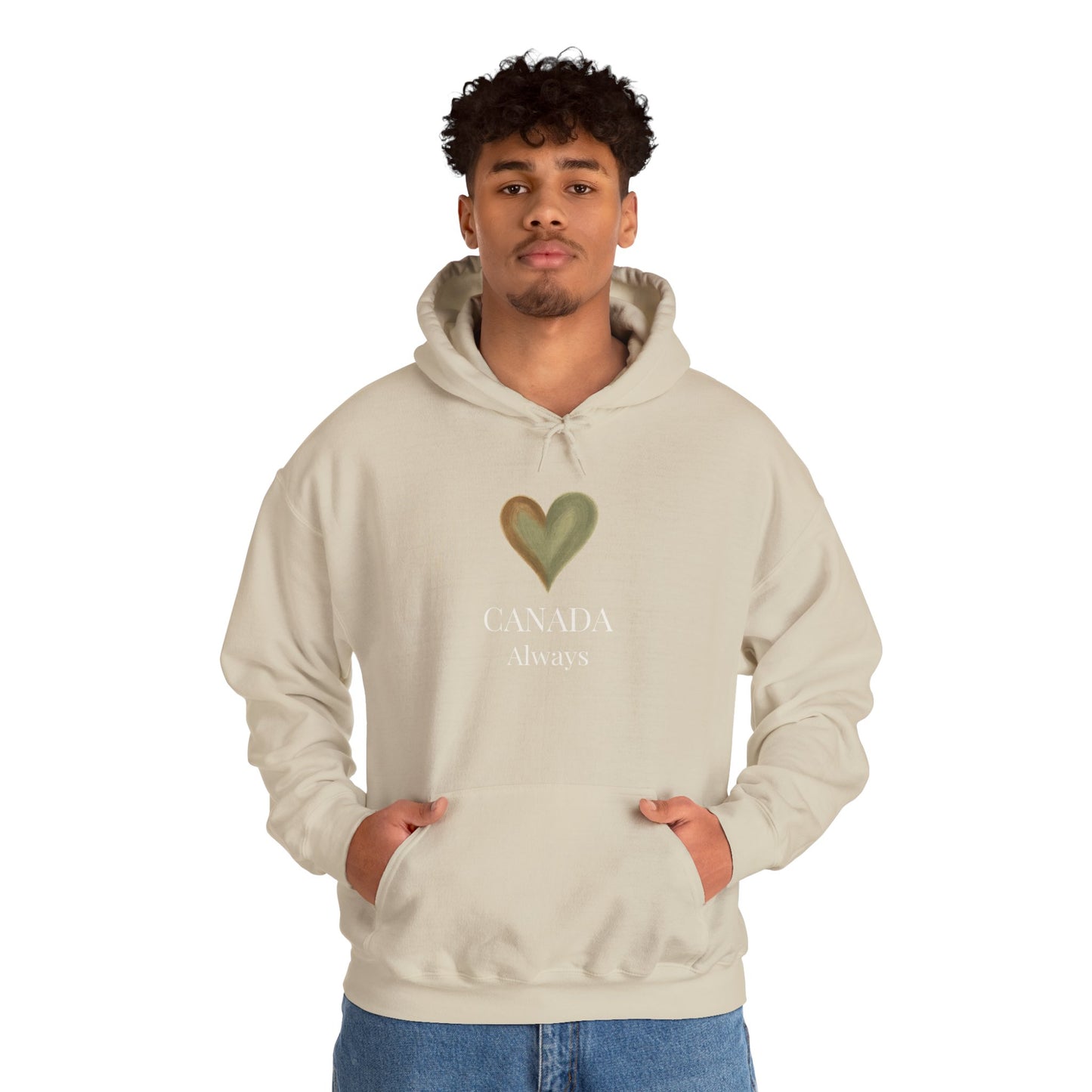 Canada, Always — Sage & Chocolate Heart Hoodie Sweatshirt | Make Love Your Compass®