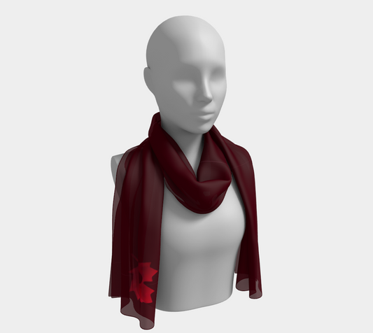Burgundy scarf With Maple Heart Luxe Collection