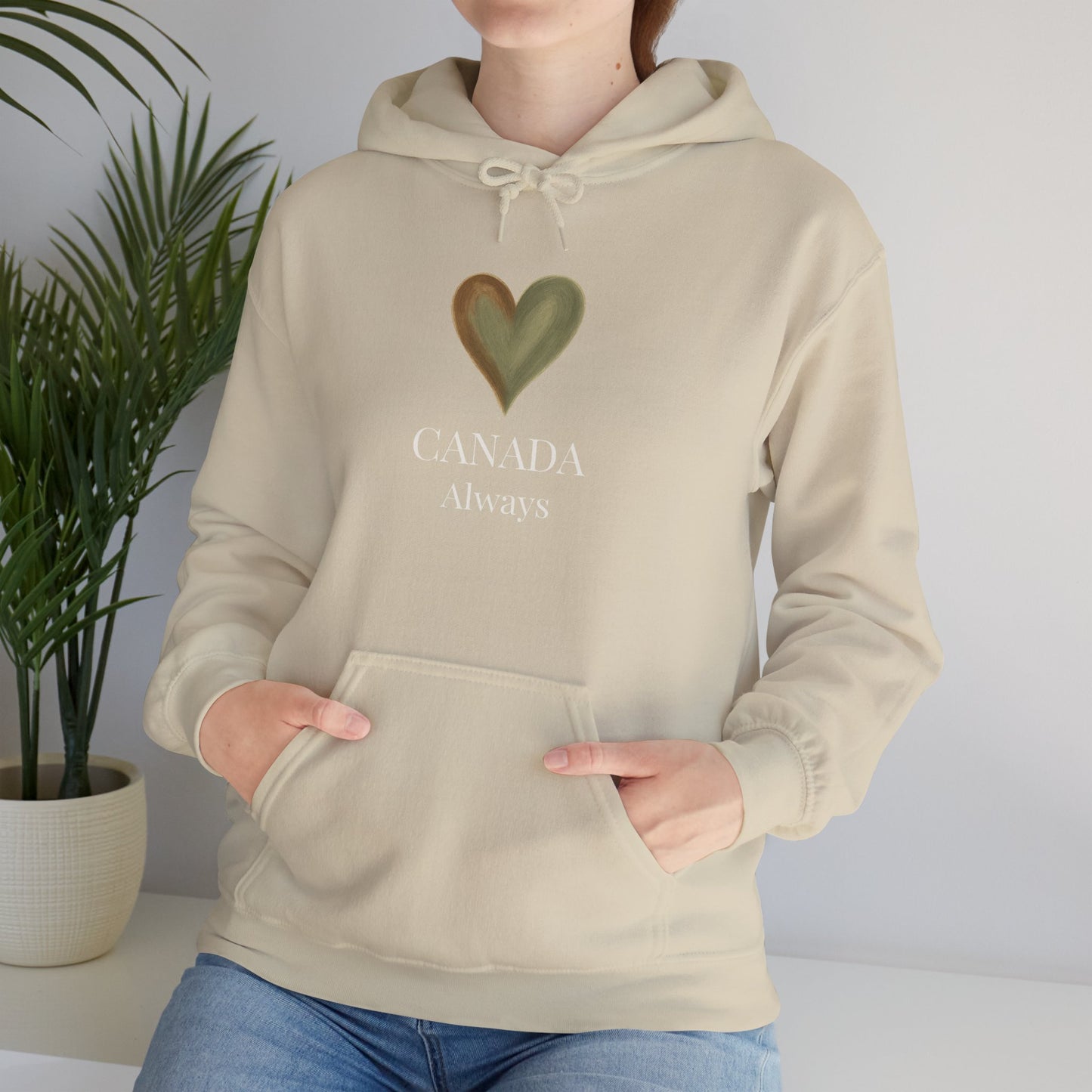 Canada, Always — Sage & Chocolate Heart Hoodie Sweatshirt | Make Love Your Compass®