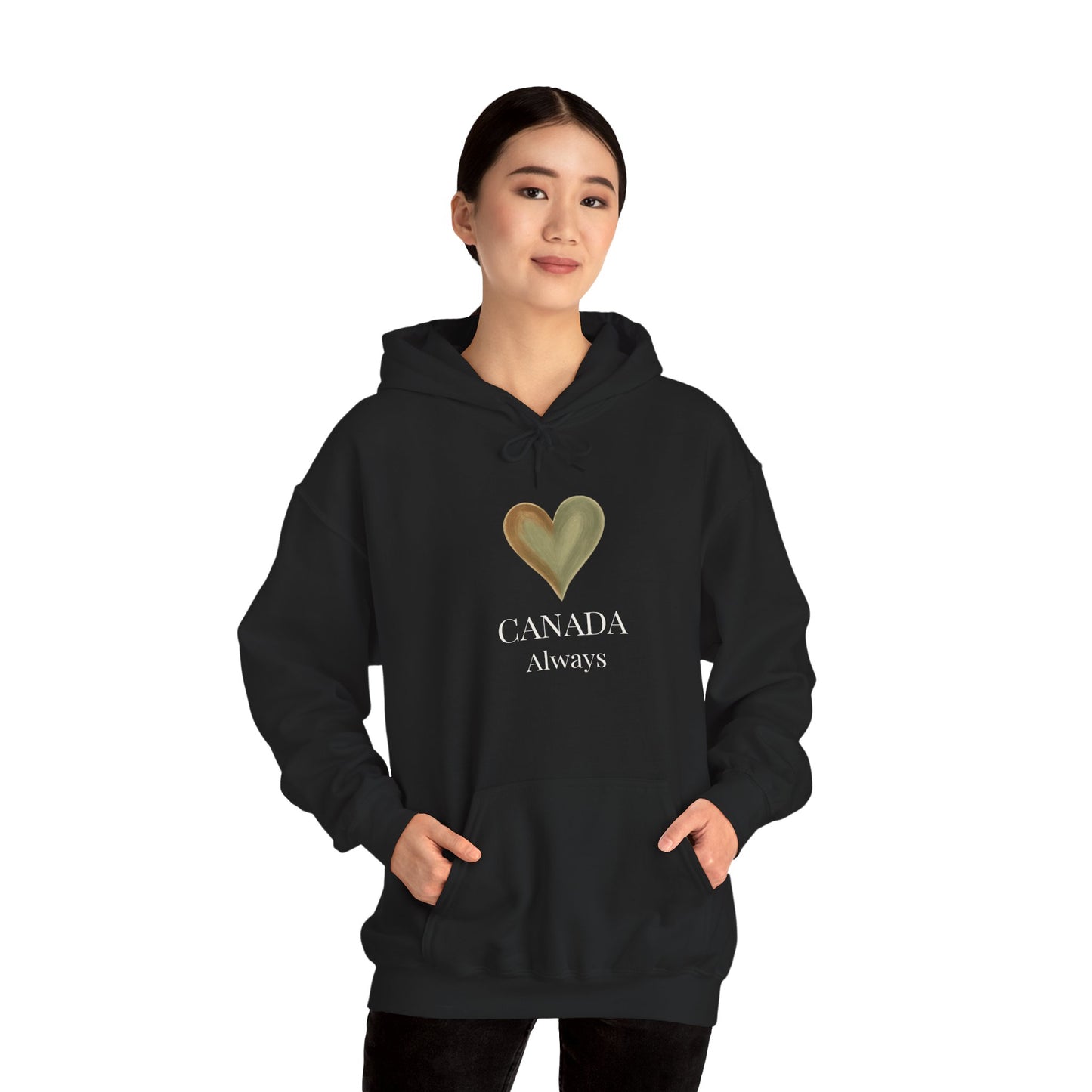 Canada, Always — Sage & Chocolate Heart Hoodie Sweatshirt | Make Love Your Compass®