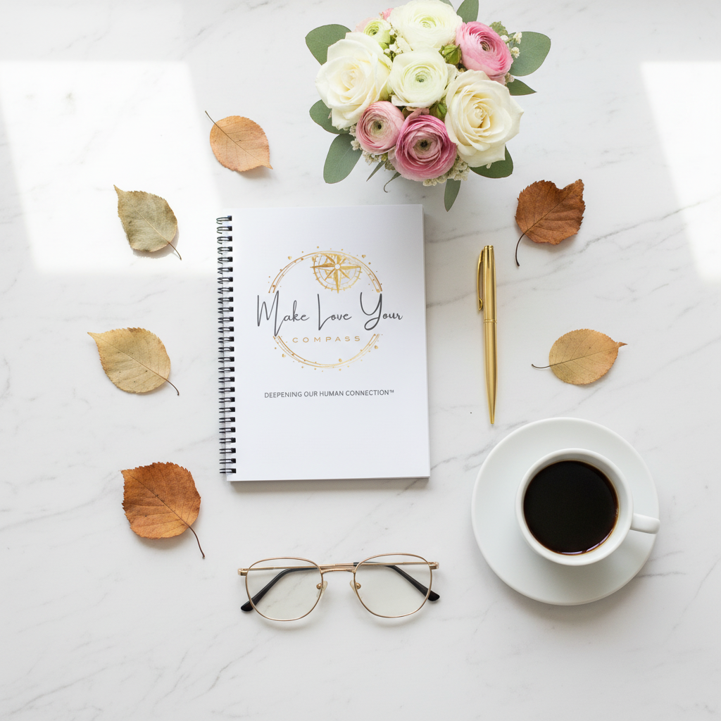 White Journal - Gold Compass-Wreath Design | Make Love Your Compass
