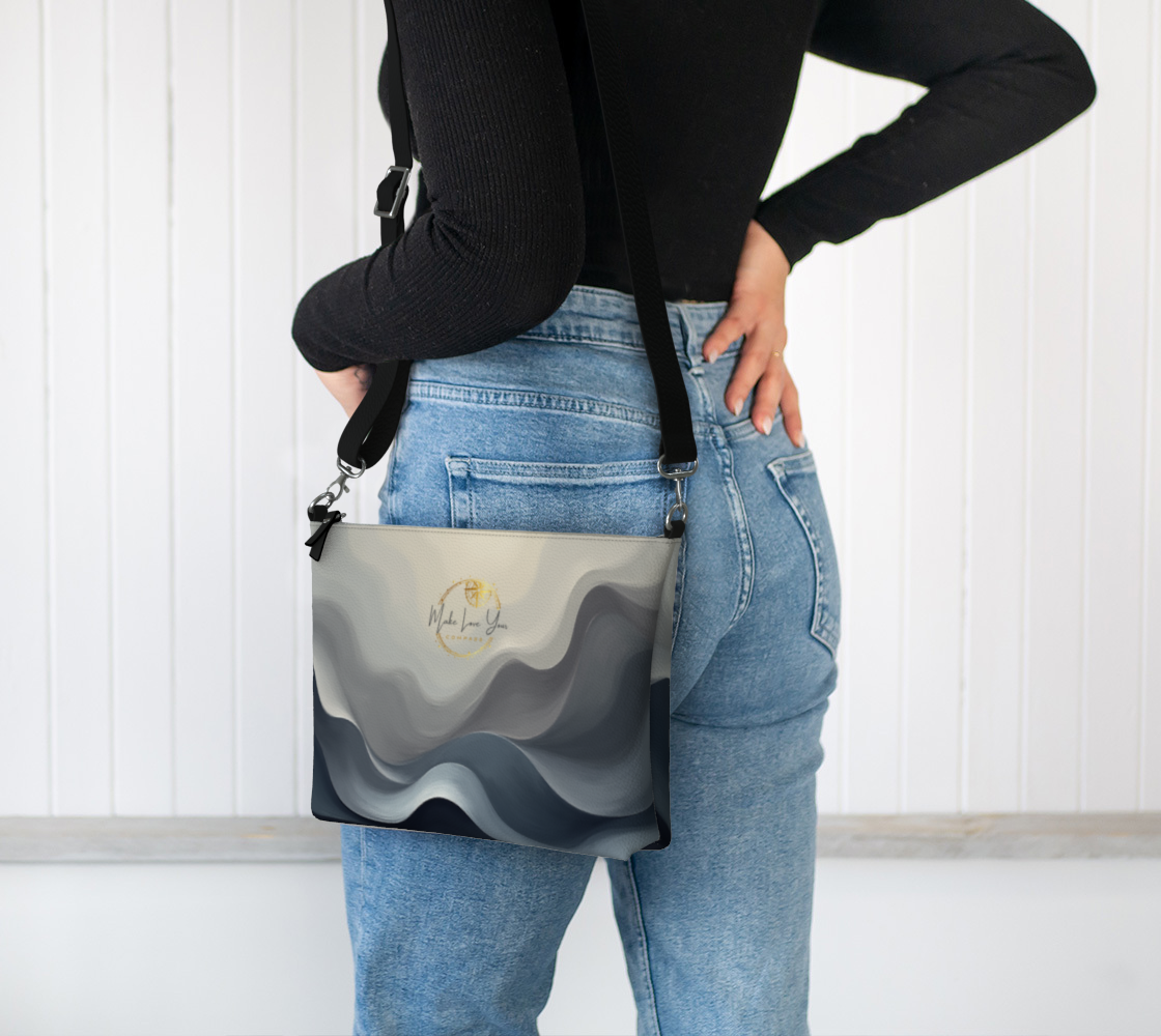 Make Love Your Compass | Wave Collection Grey Swirl Crossbody Bag
