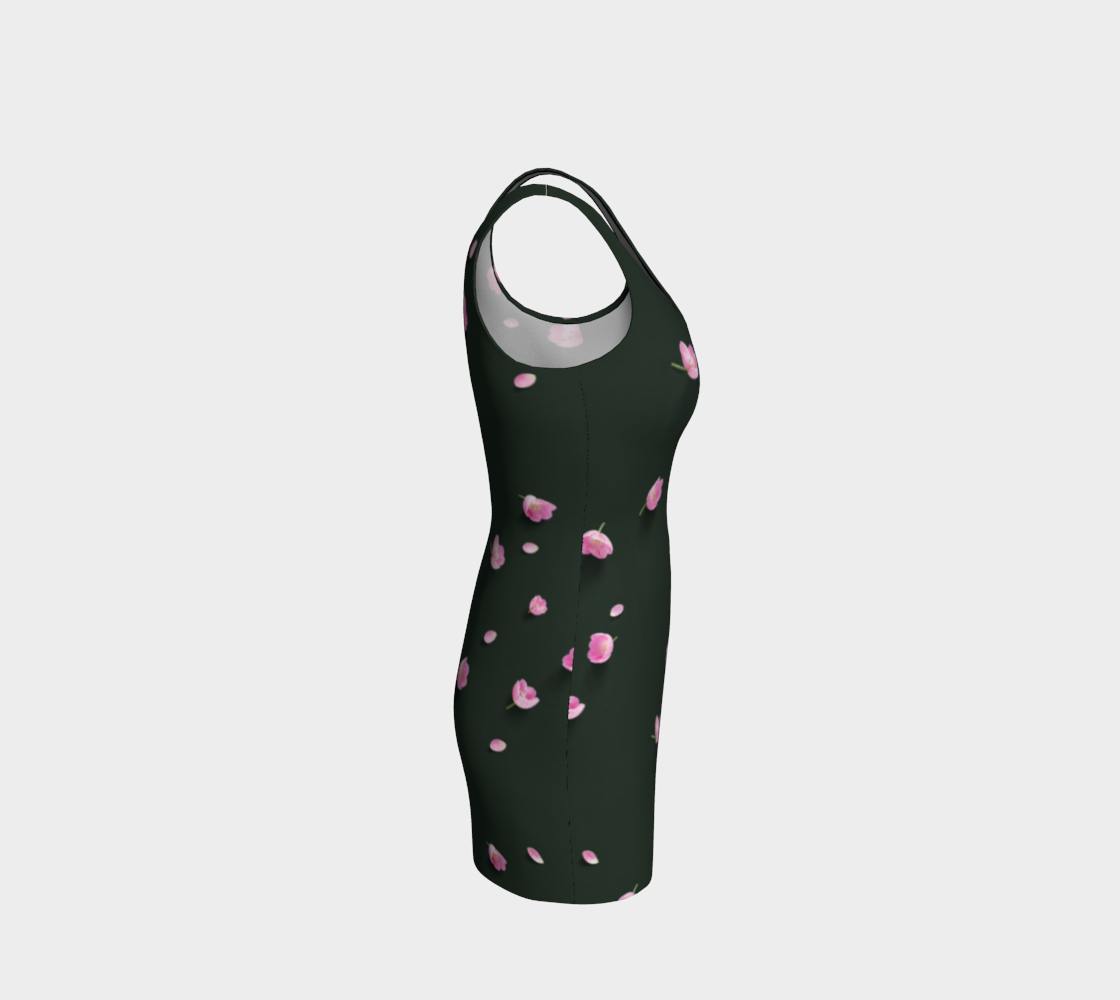 Botanical Bloom Tulip Dress - Deep Forest Green Edition