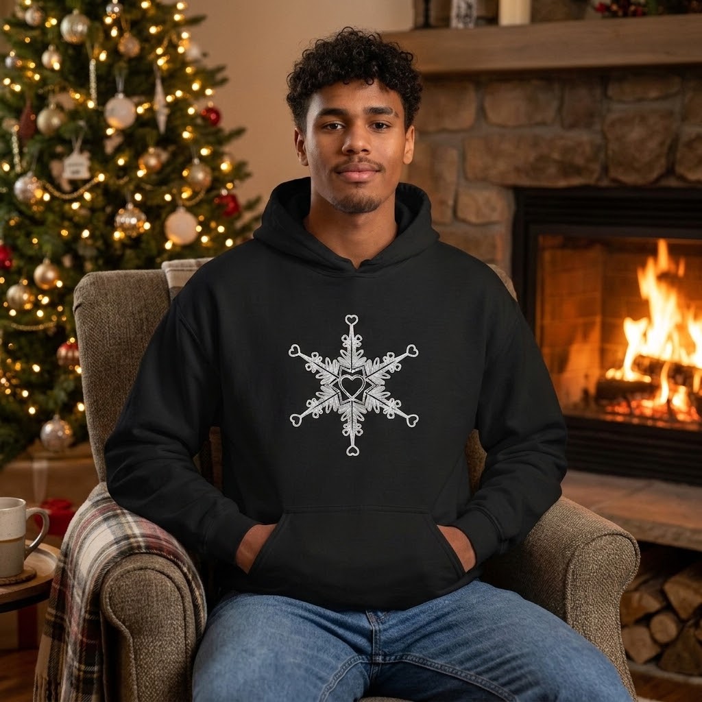 Make Love Your Compass | Snowflake Heart Compass Graphic Hoodie