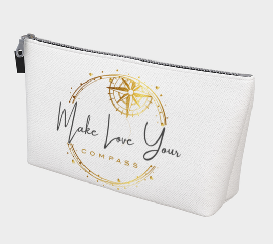 Gold Compass Wreath White Makeup Bag - Cosmetic Travel Pouch