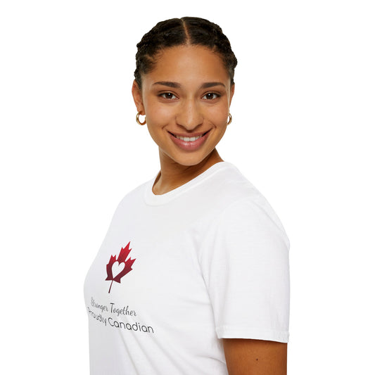 Proudly Canadian T-Shirt, Unisex Softstyle Tee for Canada Day, Gift for Friends, Support Canadian Unity, Trendy Casual Wear