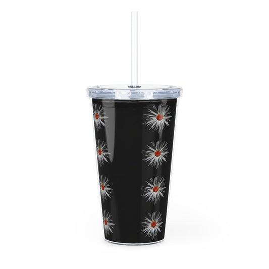 Wild Heart Daisy Cold Cup Tumbler – 20oz | Black Reusable Drink Cup with Straw | Made in Canada