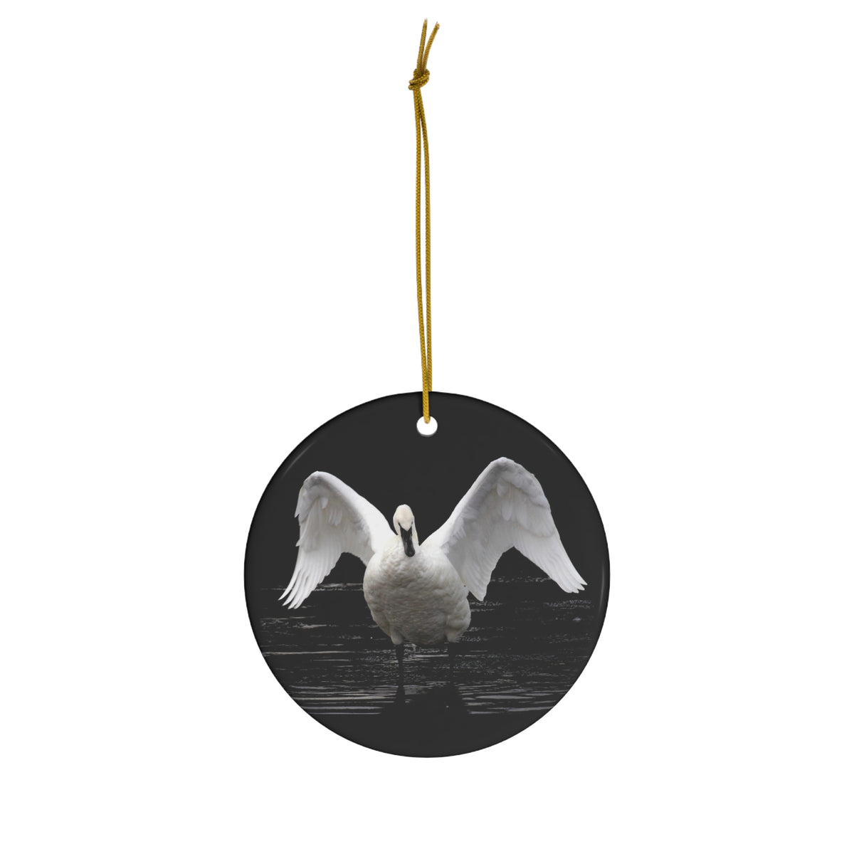Make Love Your Compass | Symphony of Grace Swan Ornament - Black and White