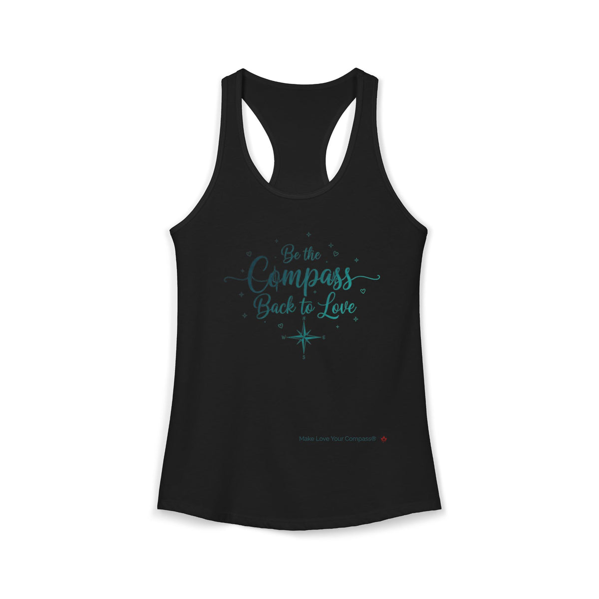Make Love Your Compass | Women's Graphic Racerback Tank - Black/White