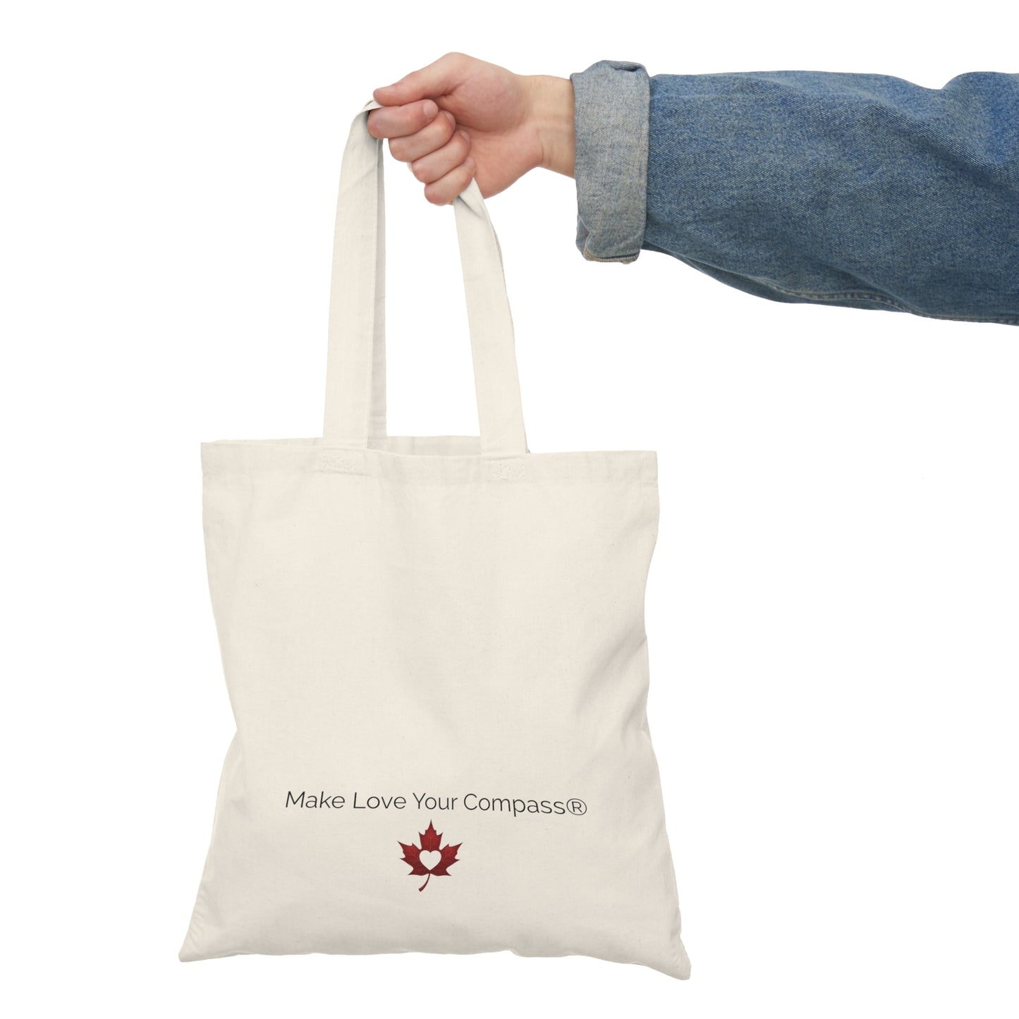 Make Love Your Compass | Peacock Feathers Natural Canvas Tote