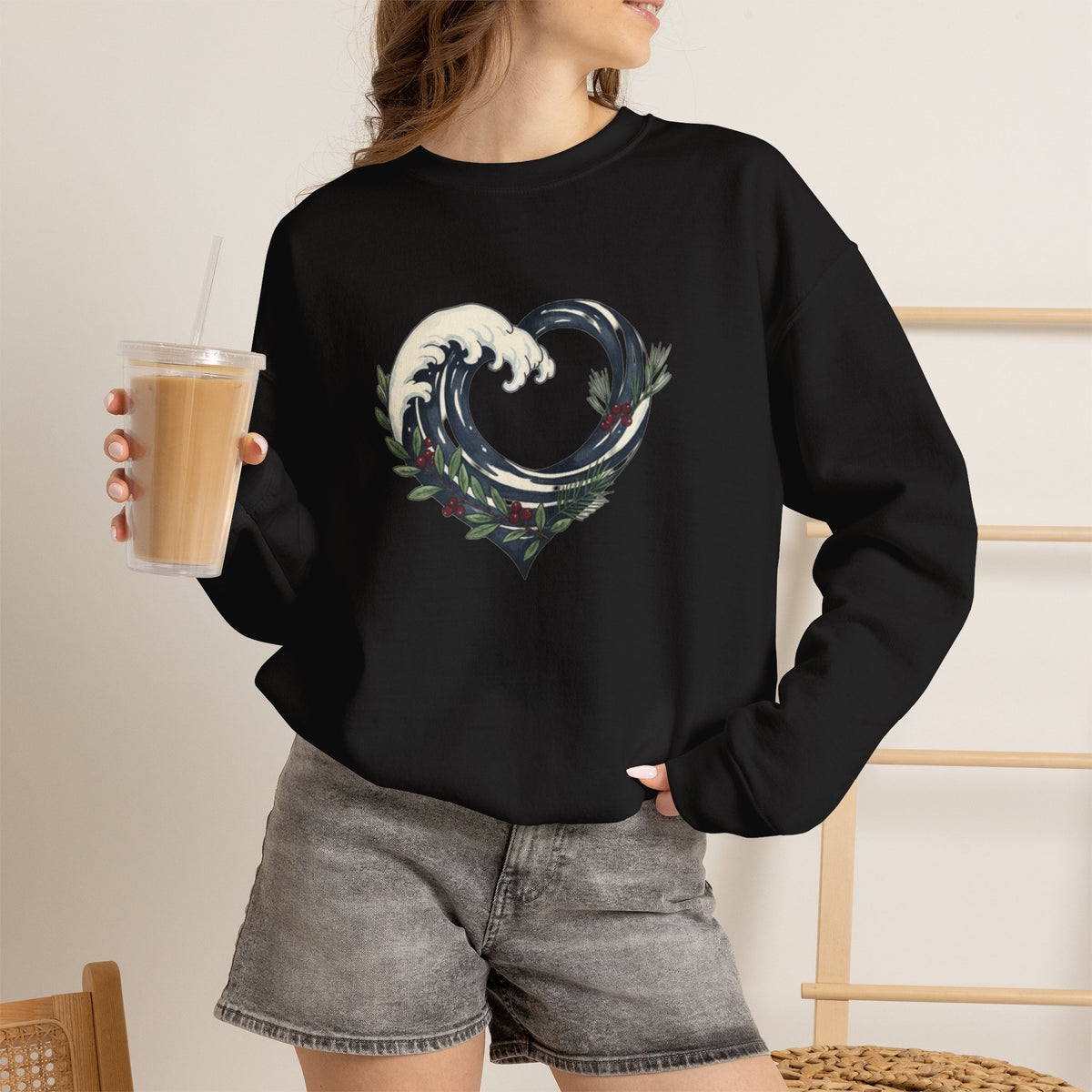 Wave Heart Crewneck Sweatshirt