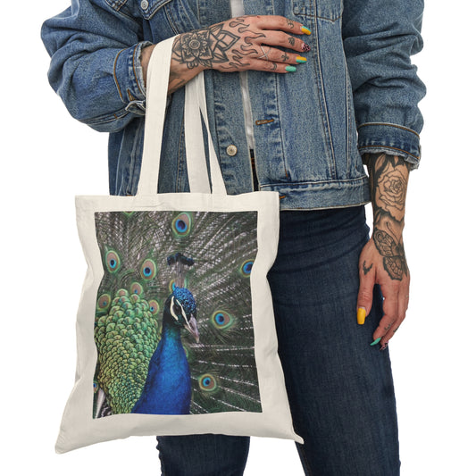 Make Love Your Compass | Peacock Feathers Natural Canvas Tote