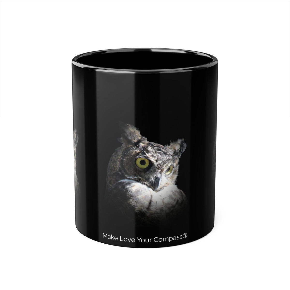 Make Love Your Compass | Great Horned Owl Accent Mug - 11oz