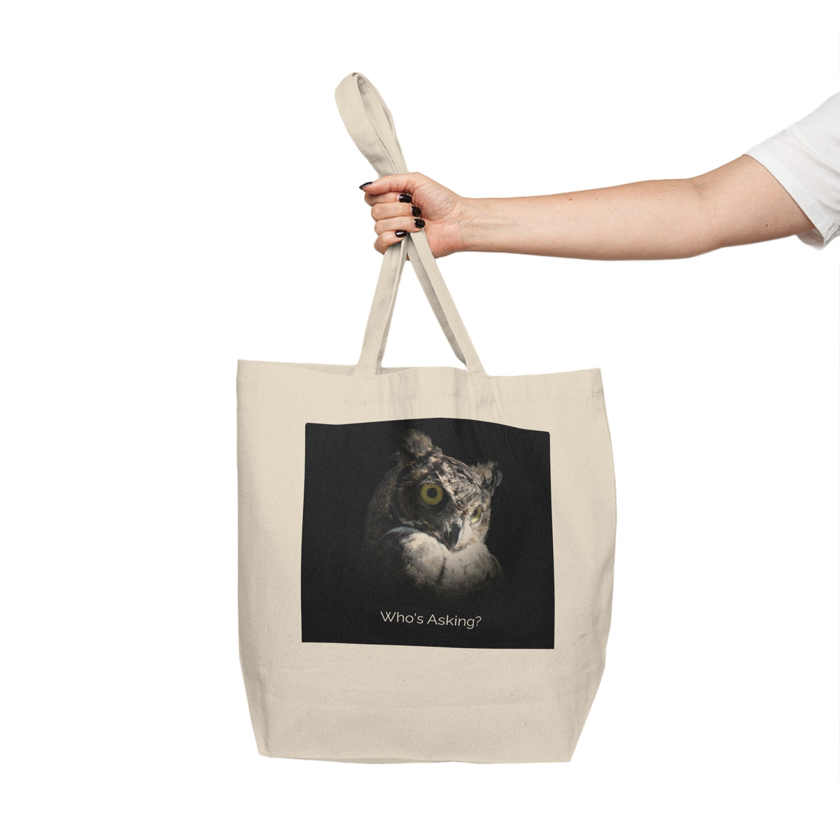 Make Love Your Compass | Great Horned Owl Canvas Shopping Tote - Natural