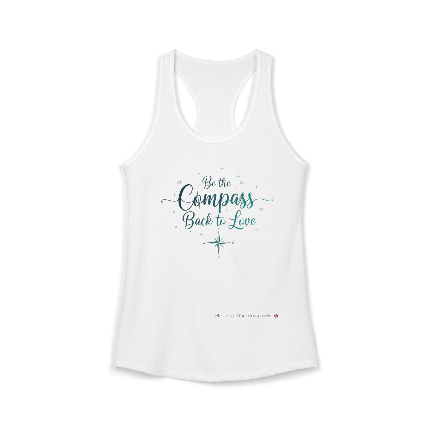 Make Love Your Compass | Women's Graphic Racerback Tank - Black/White