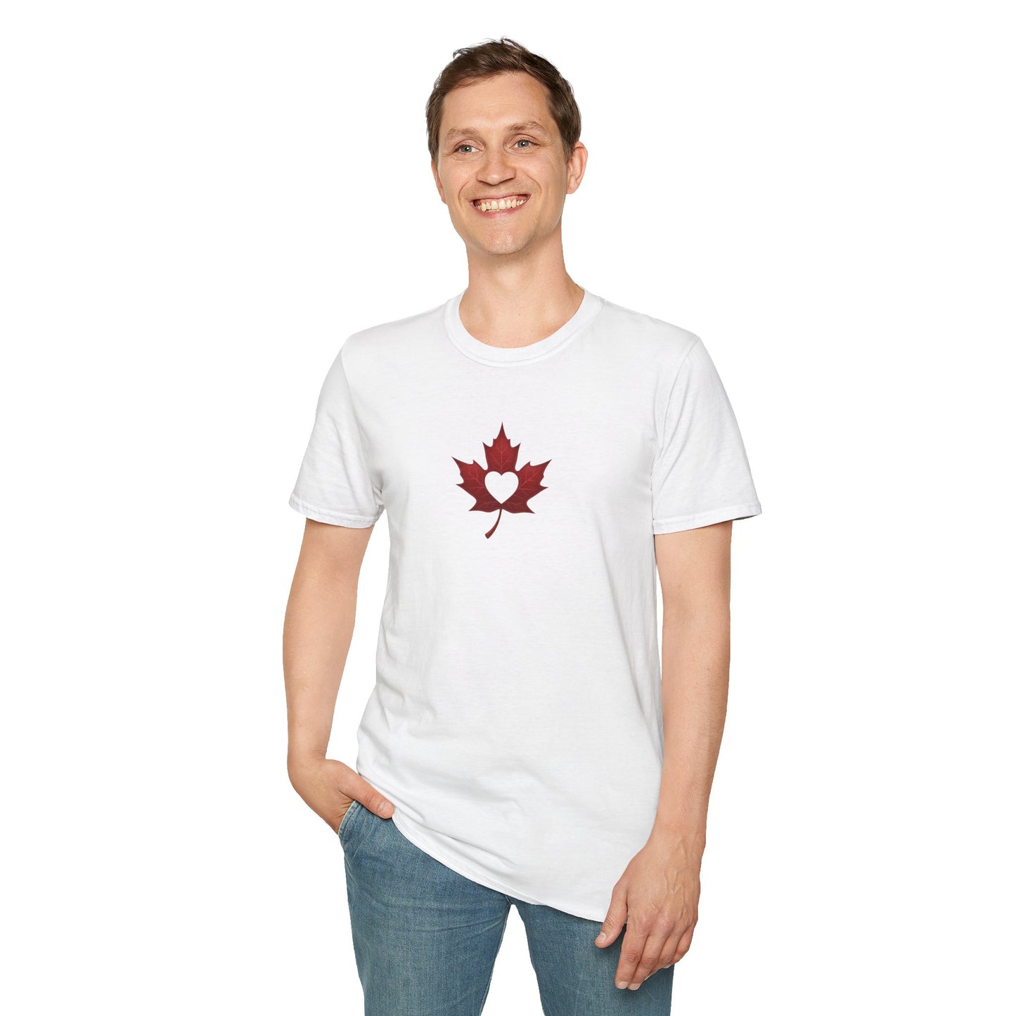 Make Love Your Compass | Unisex Maple Leaf Heart Graphic Tee - White