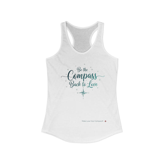 Make Love Your Compass | Women's Graphic Racerback Tank - Black/White