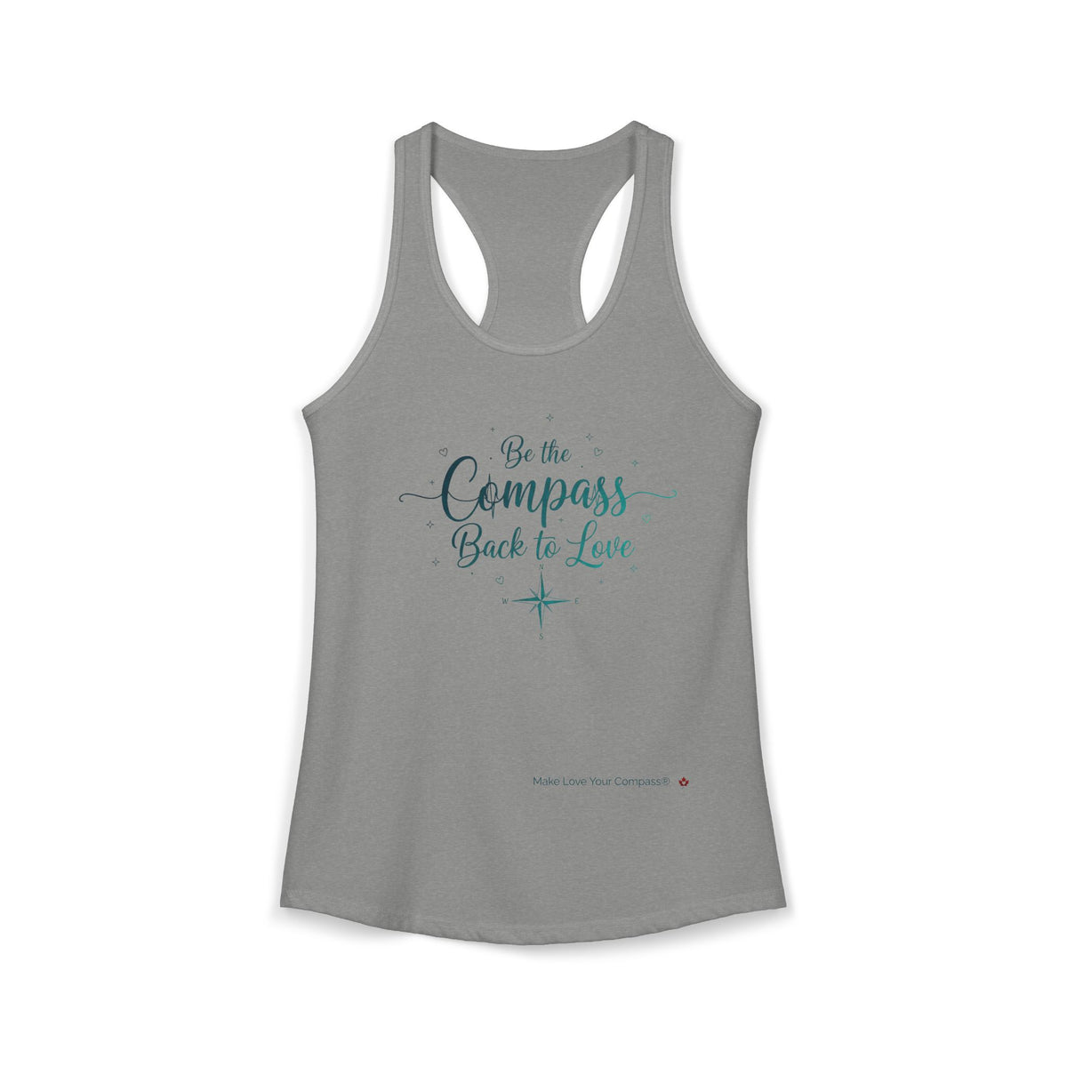 Make Love Your Compass | Women's Graphic Racerback Tank - Black/White