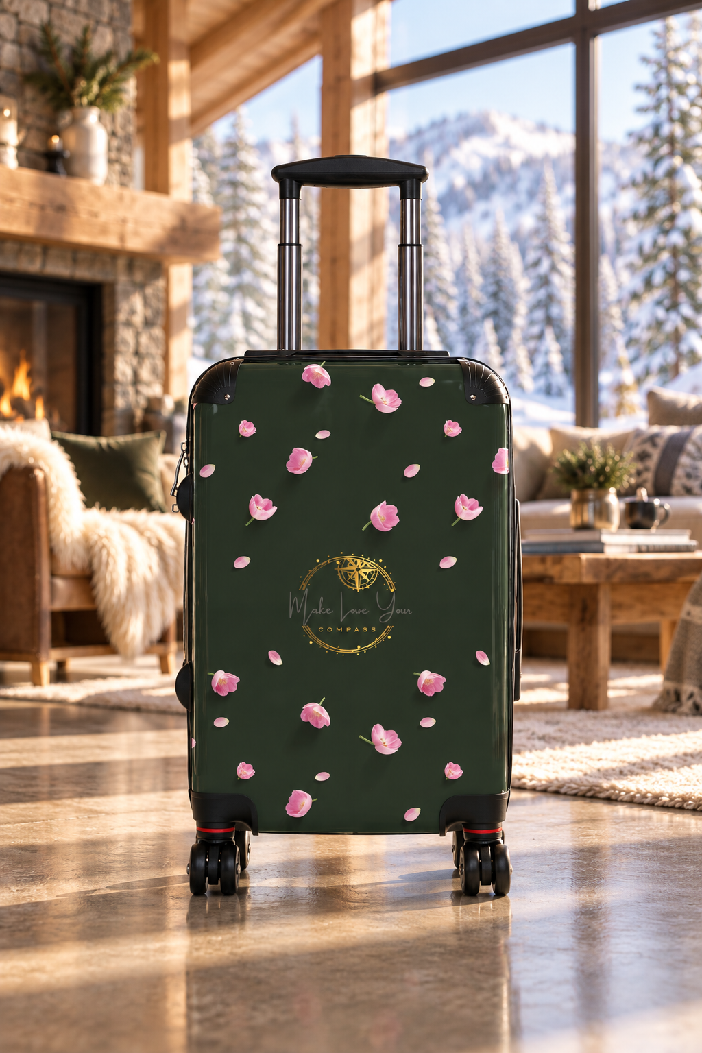 Botanic Bloom Deep Forest Green Premium Hardshell Suitcase