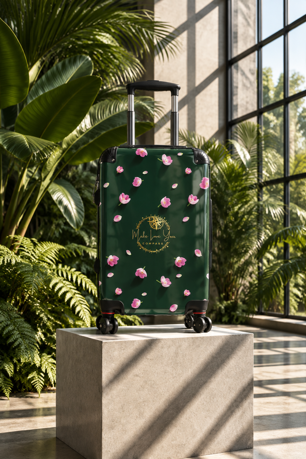 Botanic Bloom Deep Forest Green Premium Hardshell Suitcase