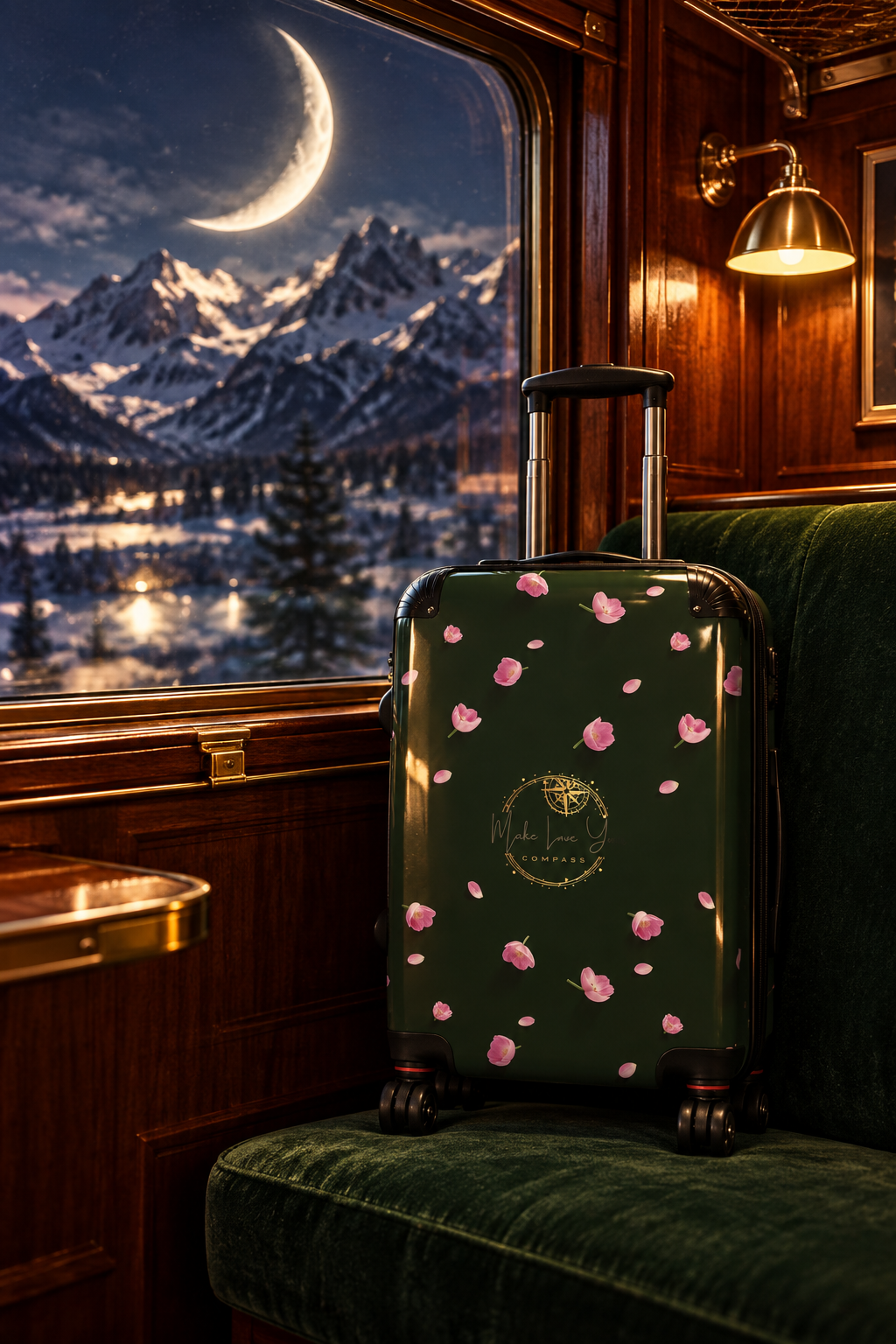 Botanic Bloom Deep Forest Green Premium Hardshell Suitcase