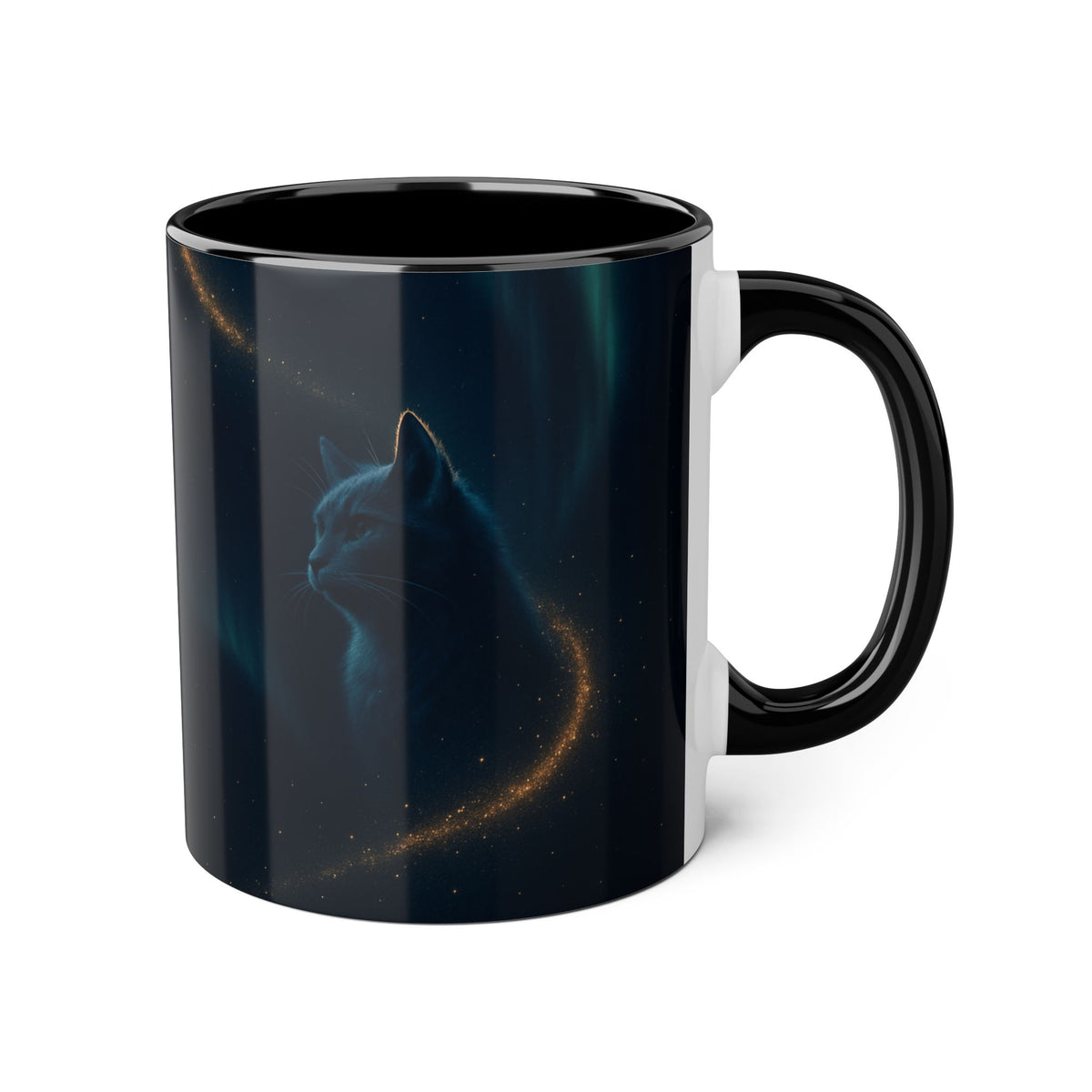 Make Love Your Compass | Stardust Black Cat Accent Mug - 11oz