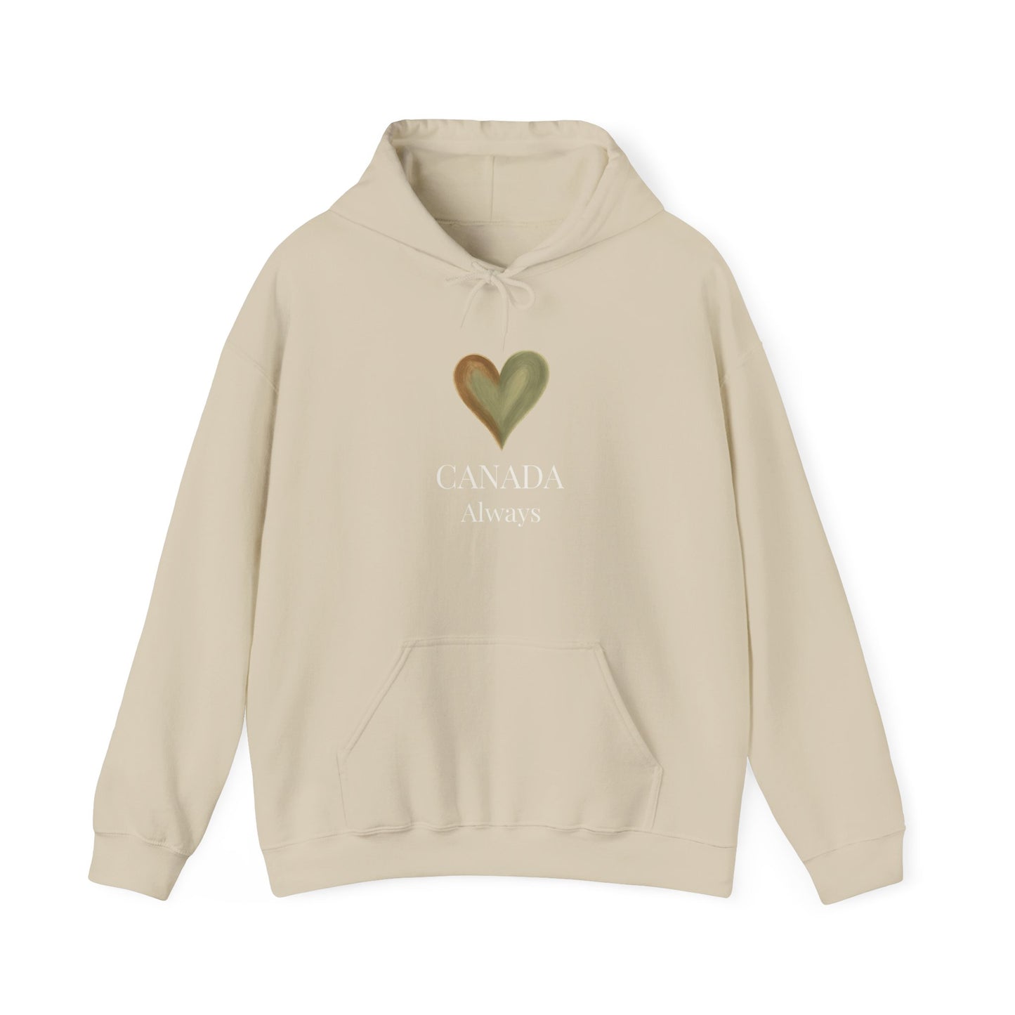 Canada, Always — Sage & Chocolate Heart Hoodie Sweatshirt | Make Love Your Compass®