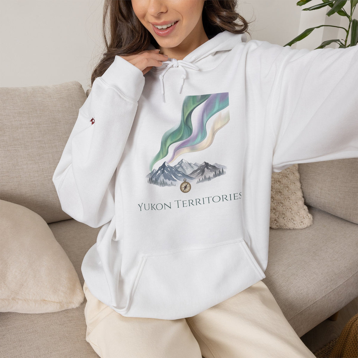 Yukon Territories Mountain Aurora Premium Heavyweight Hoodie