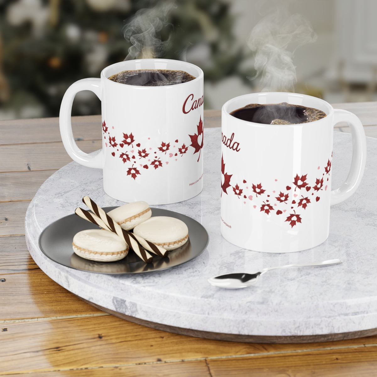 Canada Maple Leaf Heart Mug | Canadian Flag Maple Leaf Design
