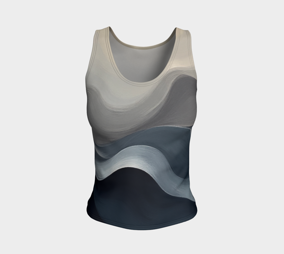 Wave Collection Tank - Long Fit | Luxe Grey Swirl Premium Fitted Top