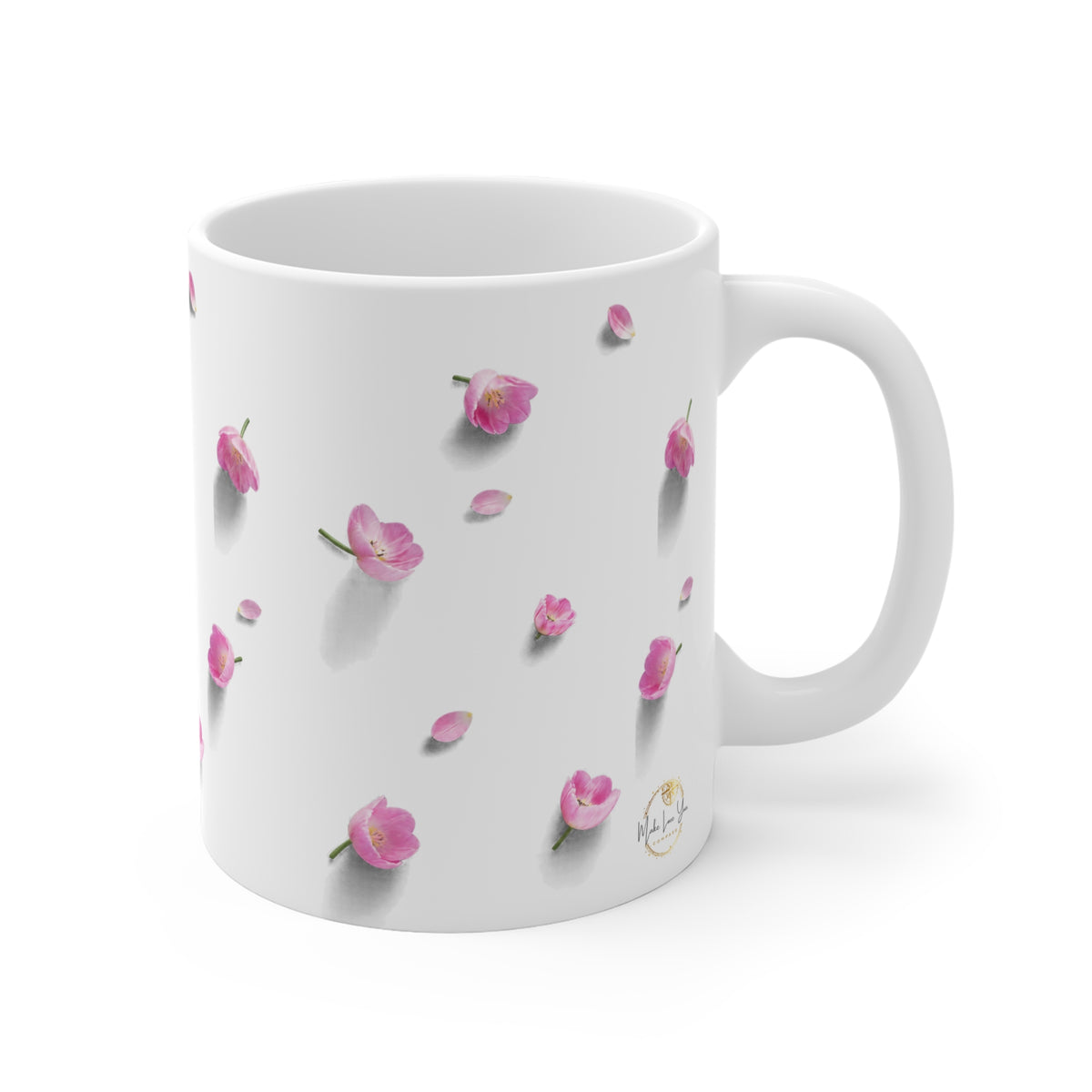 Pink Flower Petals Ceramic Mug