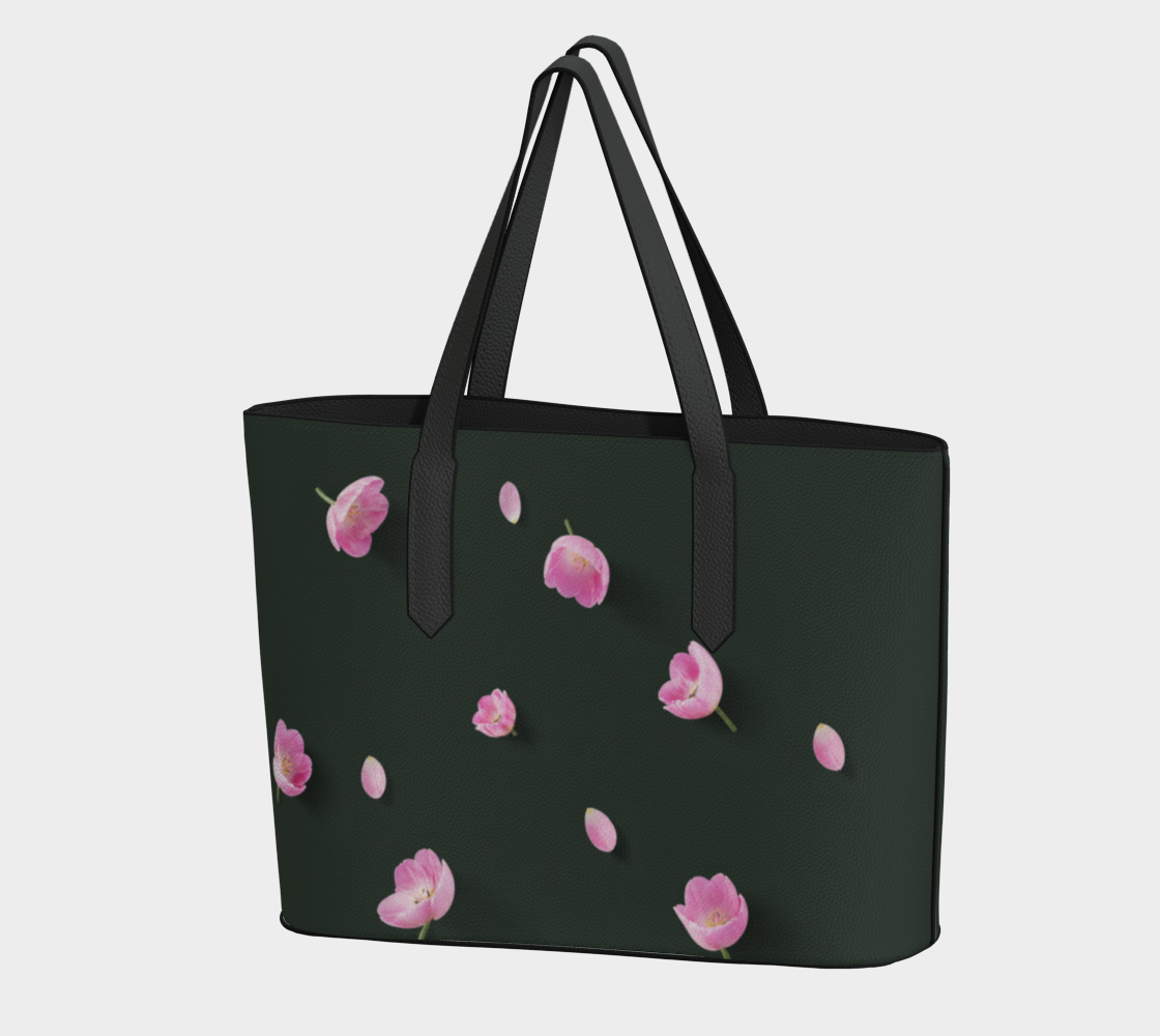 Botanical Bloom Dark Green Vegan Leather Tote Bag