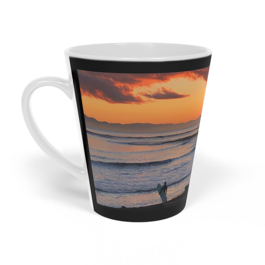 Mug with a sunset design on a white background