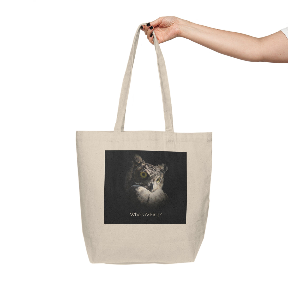 Make Love Your Compass | Great Horned Owl Canvas Shopping Tote - Natural