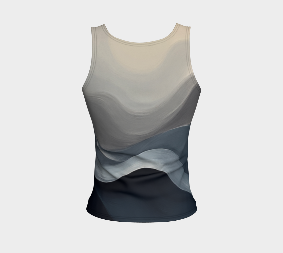 Wave Collection Tank - Long Fit | Luxe Grey Swirl Premium Fitted Top