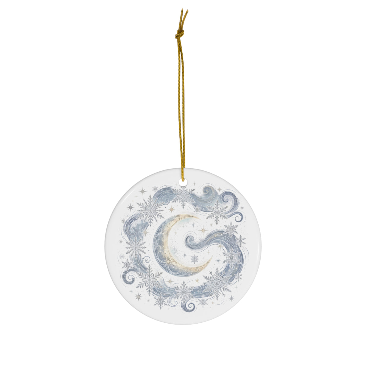 Moon & Compass Ceramic Ornament — Holiday Decor Keepsake