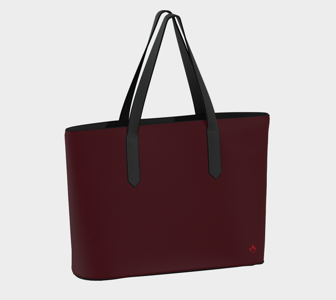 Burgundy Vegan Leather Luxe Tote – Golden Maple Heart Edition